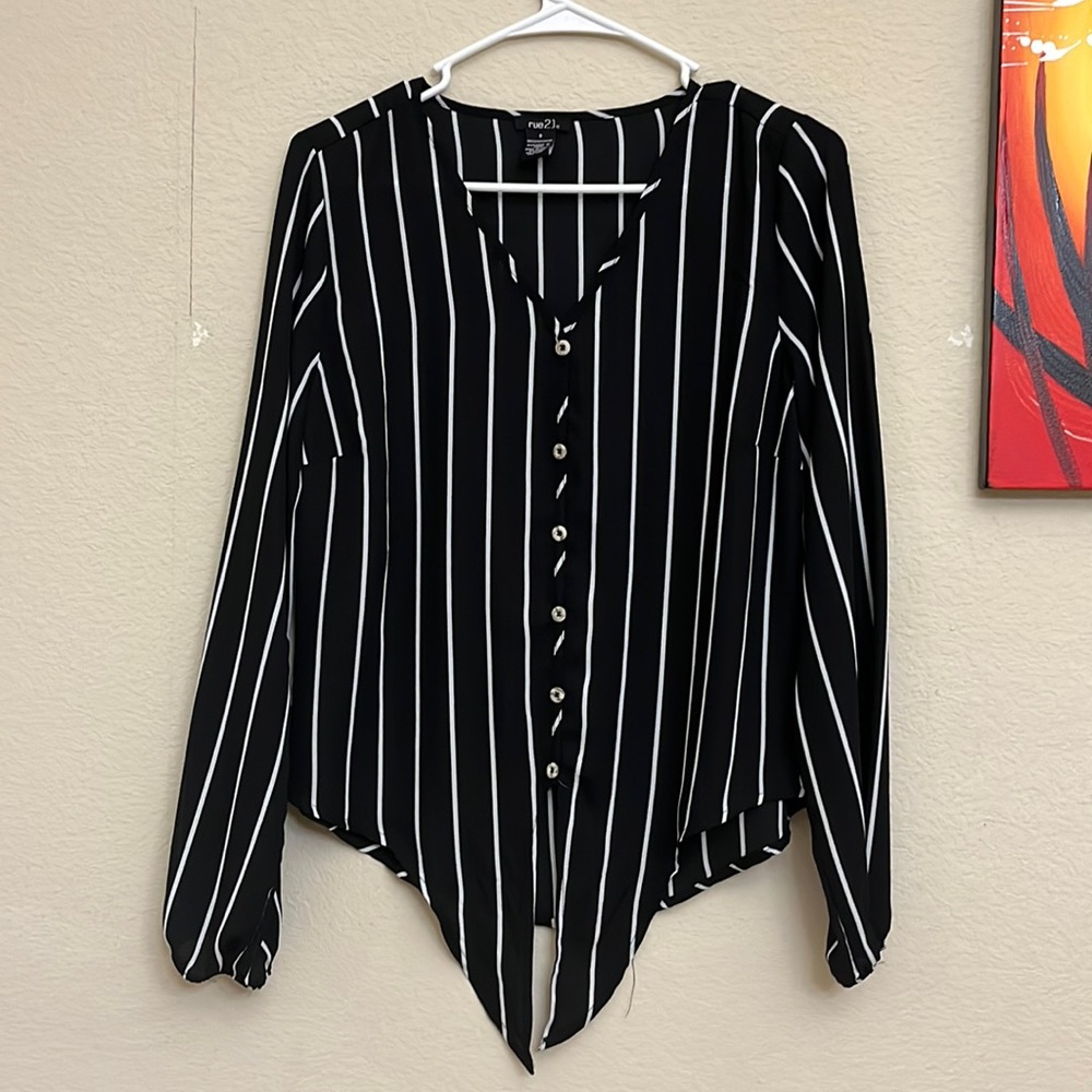 Black and white striped blouse